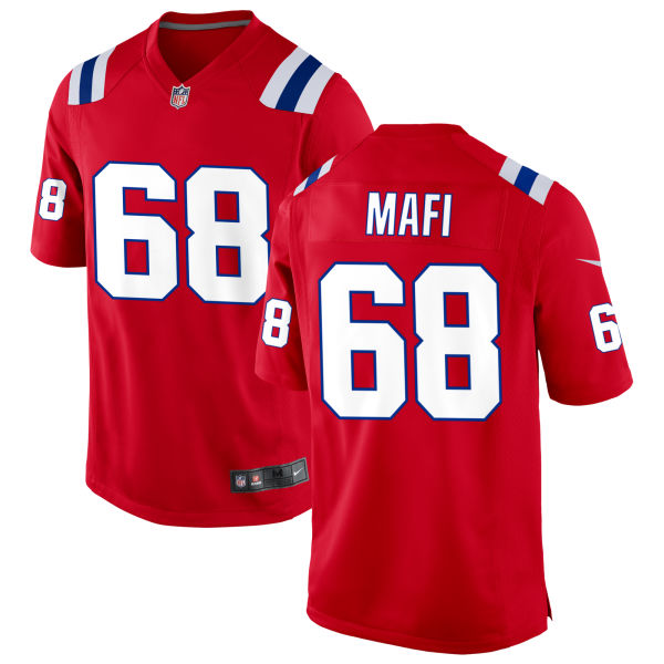 Stitched Atonio Mafi Mens Authentic Alternate New England Patriots Number 68 Red Football Jersey