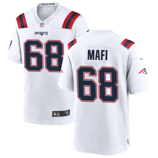 Away Atonio Mafi Mens Authentic New England Patriots Stitched Number 68 White Football Jersey
