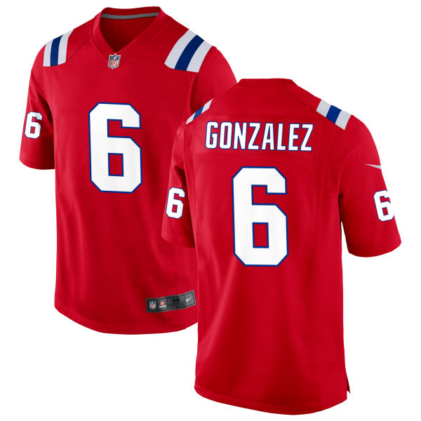 Alternate Christian Gonzalez Stitched Youth Authentic New England Patriots Number 6 Red Football Jersey
