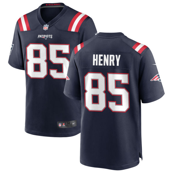 Hunter Henry Mens Authentic New England Patriots Stitched Home Number 85 Navy Football Jersey