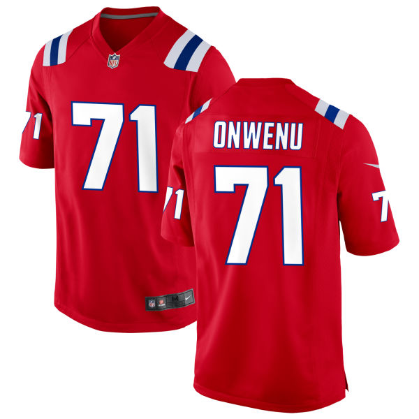 Mike Onwenu Mens Stitched Authentic Alternate New England Patriots Number 71 Red Football Jersey
