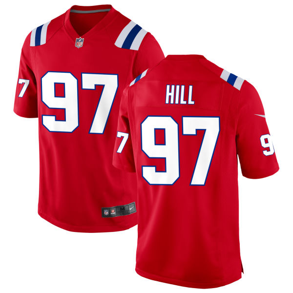 Trysten Hill Mens Stitched Authentic Alternate New England Patriots Number 97 Red Football Jersey