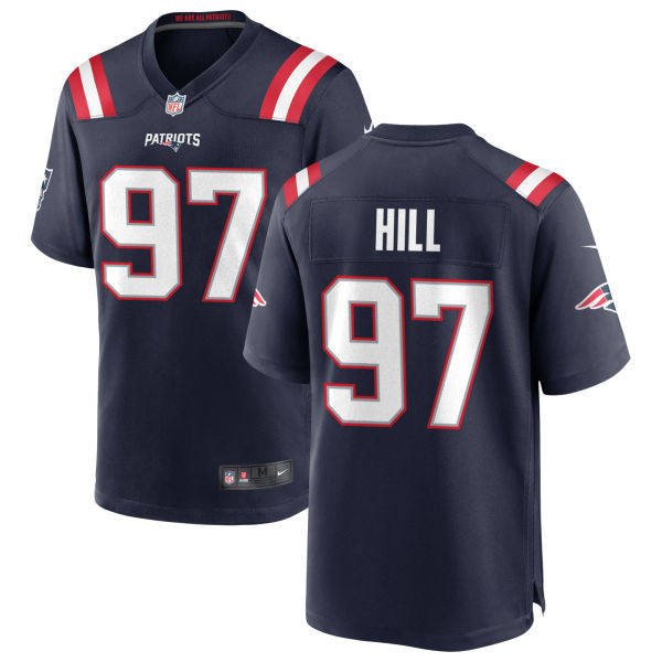 Trysten Hill Youth Authentic Stitched New England Patriots Home Number 97 Navy Football Jersey