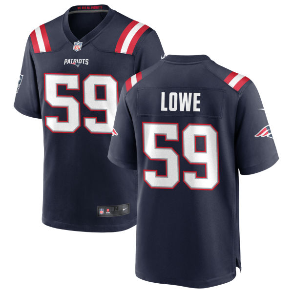 Vederian Lowe Home Mens Authentic New England Patriots Stitched Number 59 Navy Football Jersey