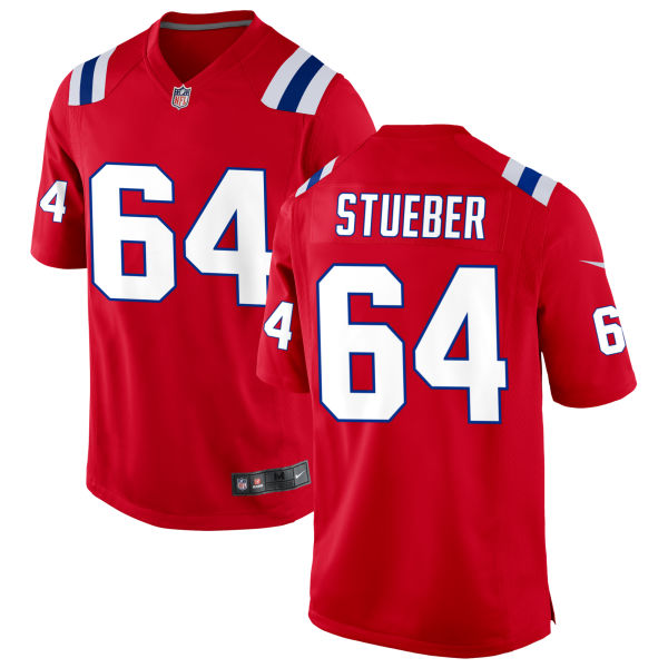 Stitched Andrew Stueber Mens Authentic Alternate New England Patriots Number 64 Red Football Jersey