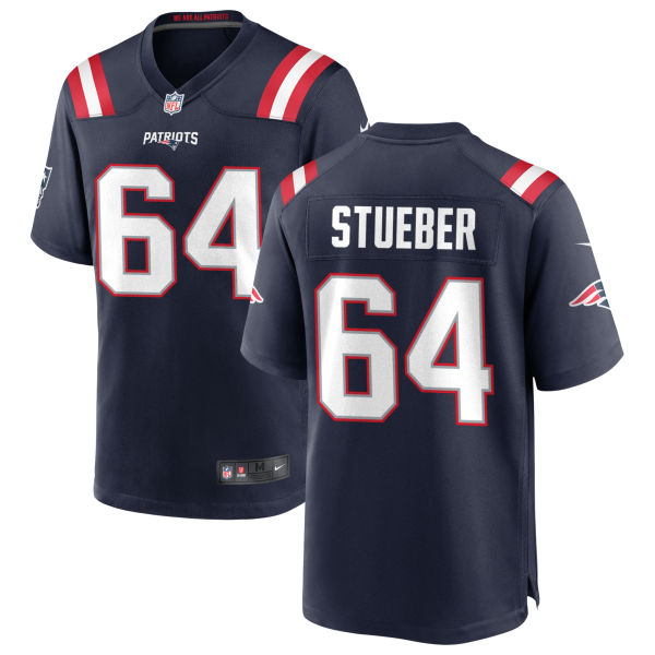 Andrew Stueber Youth Stitched Authentic Home New England Patriots Number 64 Navy Football Jersey