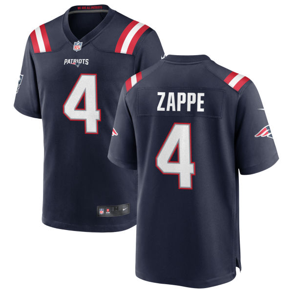 Bailey Zappe Home Mens Stitched Authentic New England Patriots Number 4 Navy Football Jersey