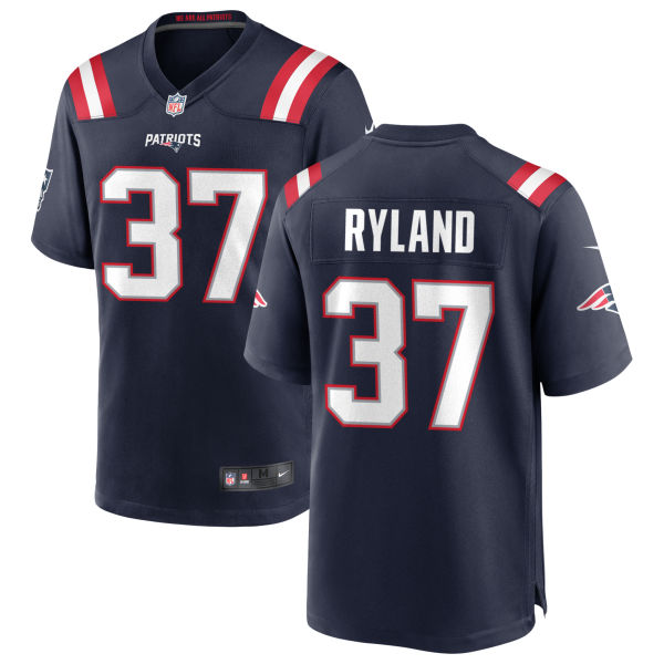 Stitched Chad Ryland Home Mens Authentic New England Patriots Number 37 Navy Football Jersey