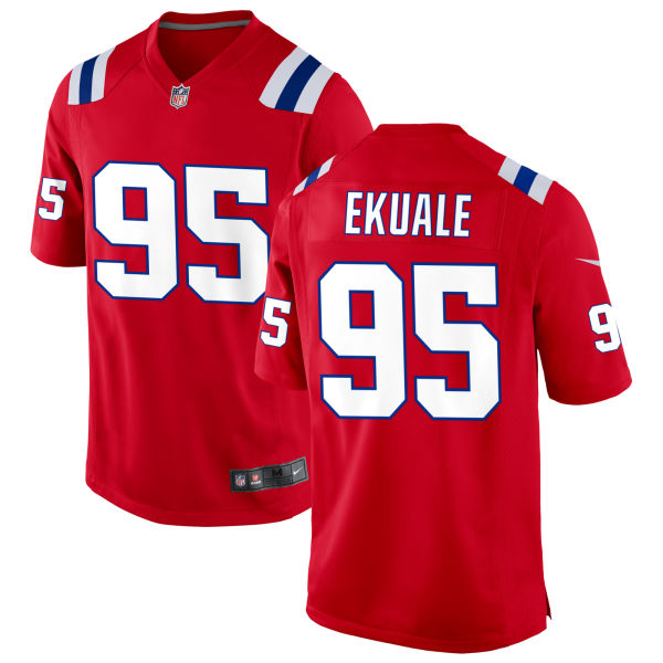 Daniel Ekuale Mens Stitched Authentic New England Patriots Alternate Number 95 Red Football Jersey