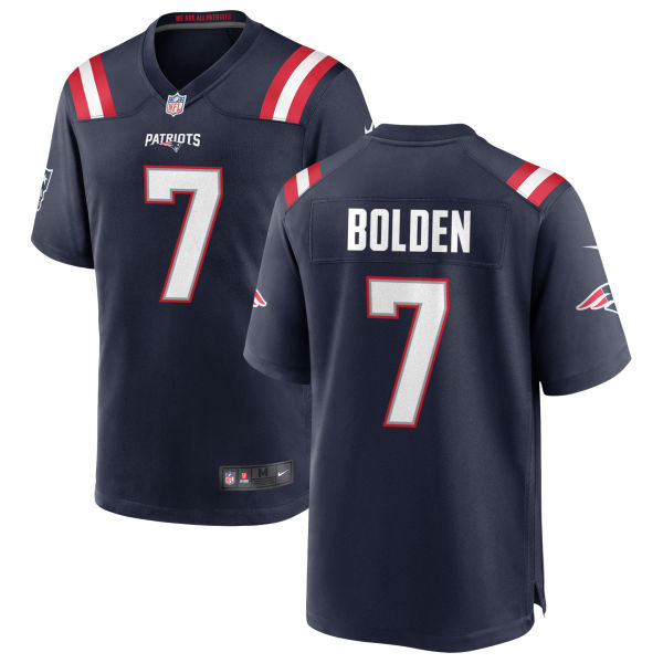 Home Isaiah Bolden Mens Authentic Stitched New England Patriots Number 7 Navy Football Jersey