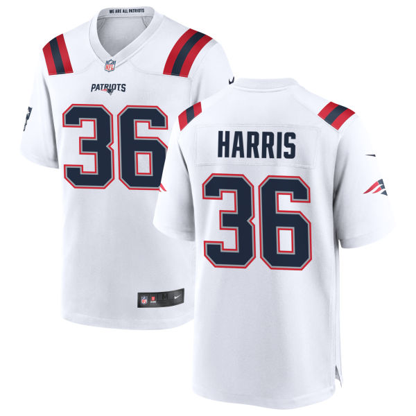 Kevin Harris Mens Away Authentic New England Patriots Stitched Number 36 White Football Jersey