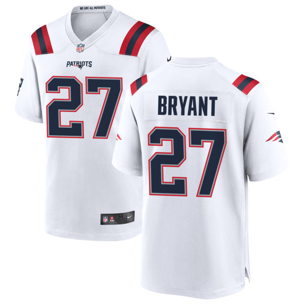 Myles Bryant Stitched Mens Authentic Away New England Patriots Number 27 White Football Jersey