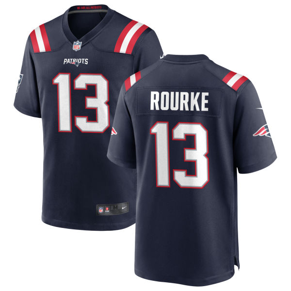 Nathan Rourke Stitched Mens Authentic Home New England Patriots Number 13 Navy Football Jersey