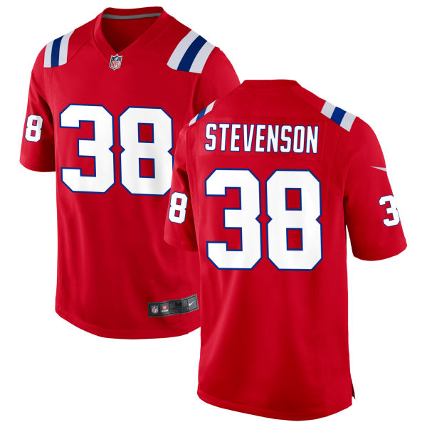 Rhamondre Stevenson Mens Authentic Alternate New England Patriots Stitched Number 38 Red Football Jersey