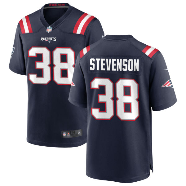 Rhamondre Stevenson Home Stitched Mens Authentic New England Patriots Number 38 Navy Football Jersey