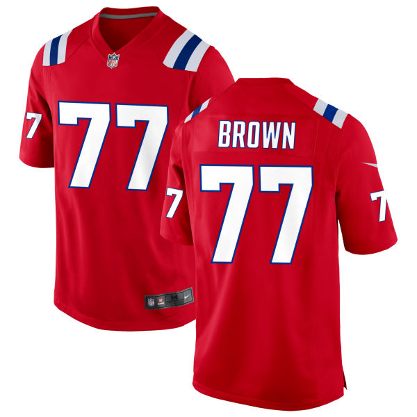 Trent Brown Mens Alternate Authentic New England Patriots Stitched Number 77 Red Football Jersey