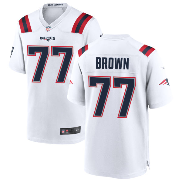 Stitched Trent Brown Away Womens Authentic New England Patriots Number 77 White Football Jersey