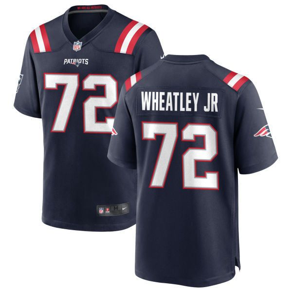 Tyrone Wheatley Jr. Stitched Mens Home Authentic New England Patriots Number 72 Navy Football Jersey